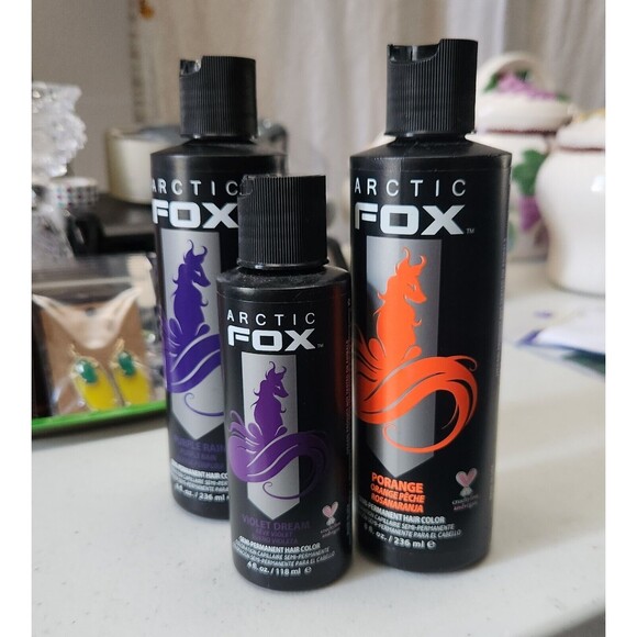 Arctic Fox Hair Color Dye Set Of 3 - Porange Violet Dream Purple Rain - Orange - Picture 1 of 6